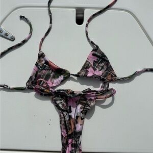 Handmade Camo Pink Triangle Bikini Set